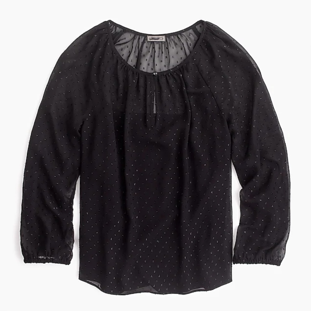 🌹Point Sur popover blouse in pin dot chiffon